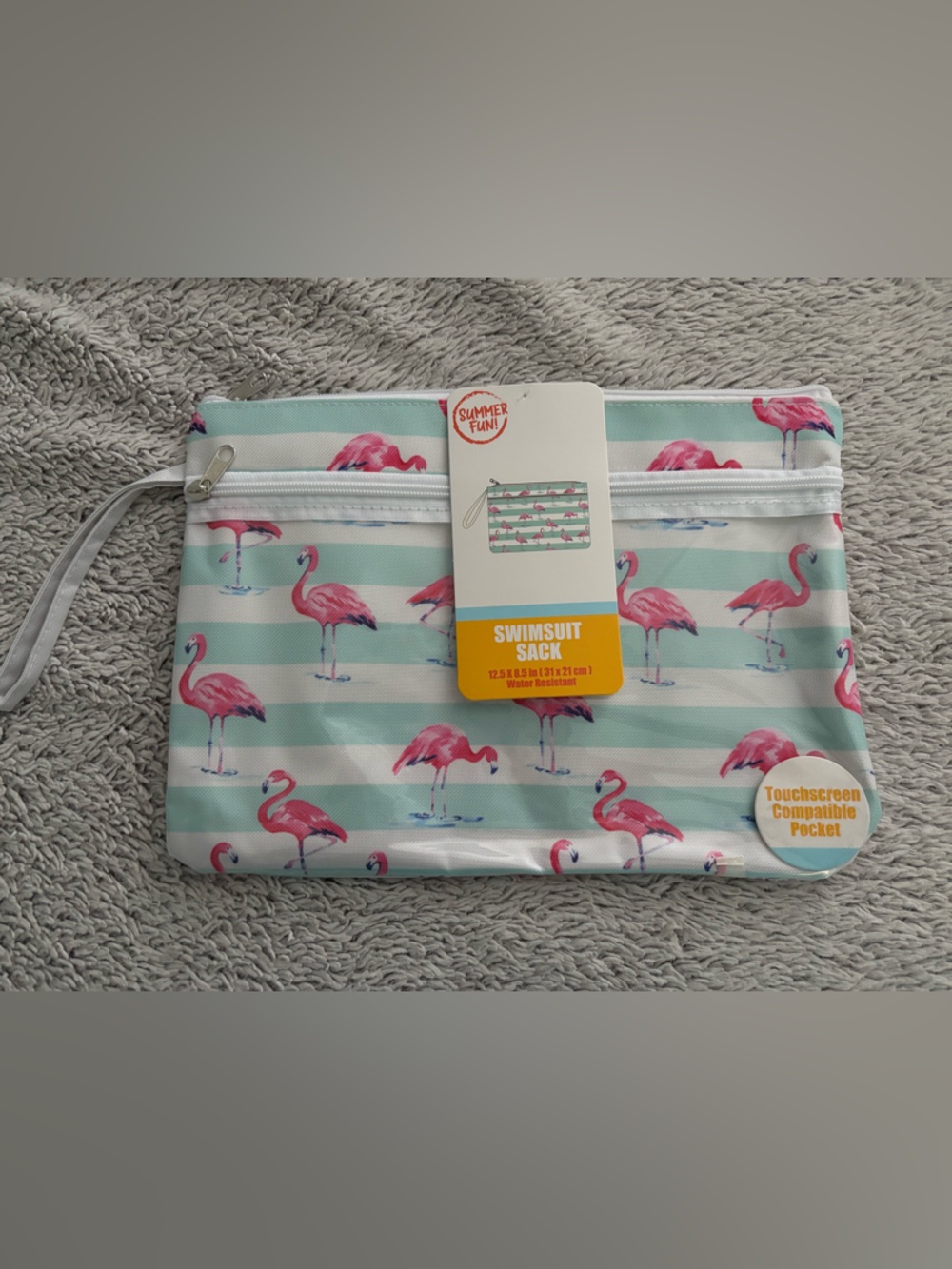 Flamingo Striped Swimwear Sack - Mint & Pink